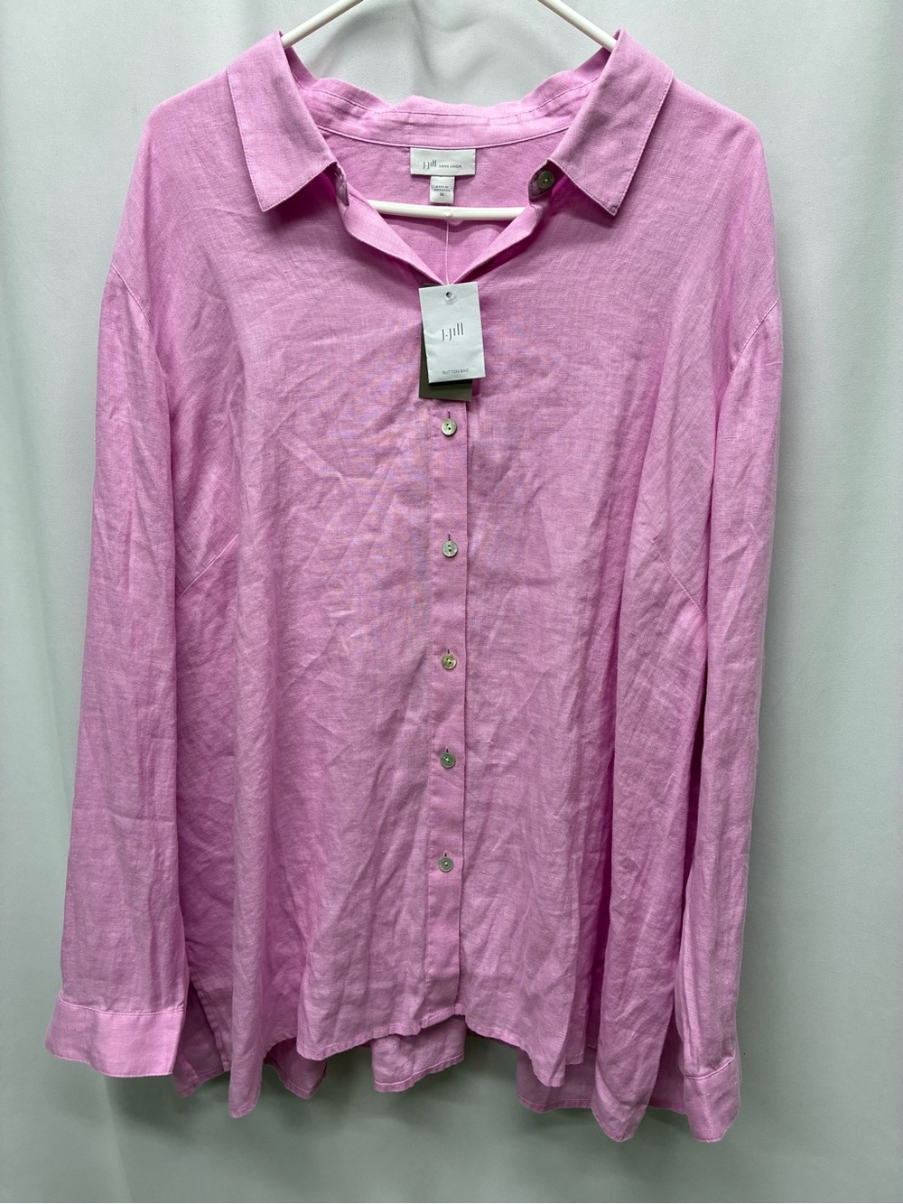 J.Jill love linen button shirt 3x womens size purple plus size long sleeve